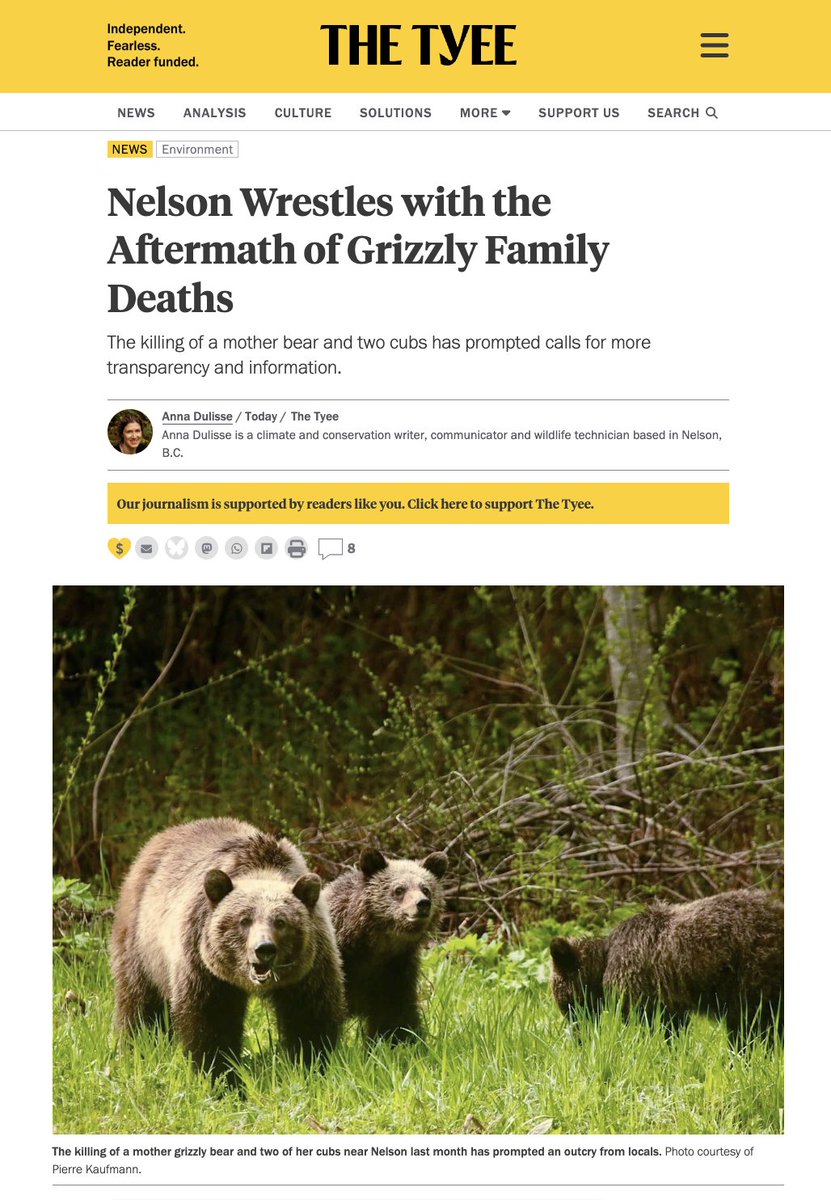 humaneworldcan's tweet photo. A mother grizzly and her two cubs are dead. The Nelson, BC community is asking why.

We’re calling on the Government of BC to share the evidence, risk assessment and alternatives considered in killing Nell and her cubs.

Full article: https://t.co/MNOQNHWHFG

@TamaraDavidson6 https://t.co/n9rspPp2Cj