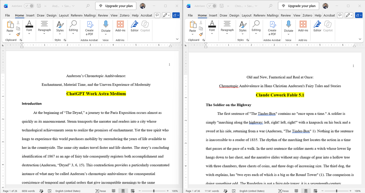MushtaqBilalPhD's tweet photo. ChatGPT Astra and Claude Fable can write whole research papers with a single prompt.

They give you a strong argument with relevant evidence.

You can outsource a lot of academic labor to them. But they are expensive.

So, which one should you use?

Here's a comparison: https://t.co/4Mzs4xhMWg