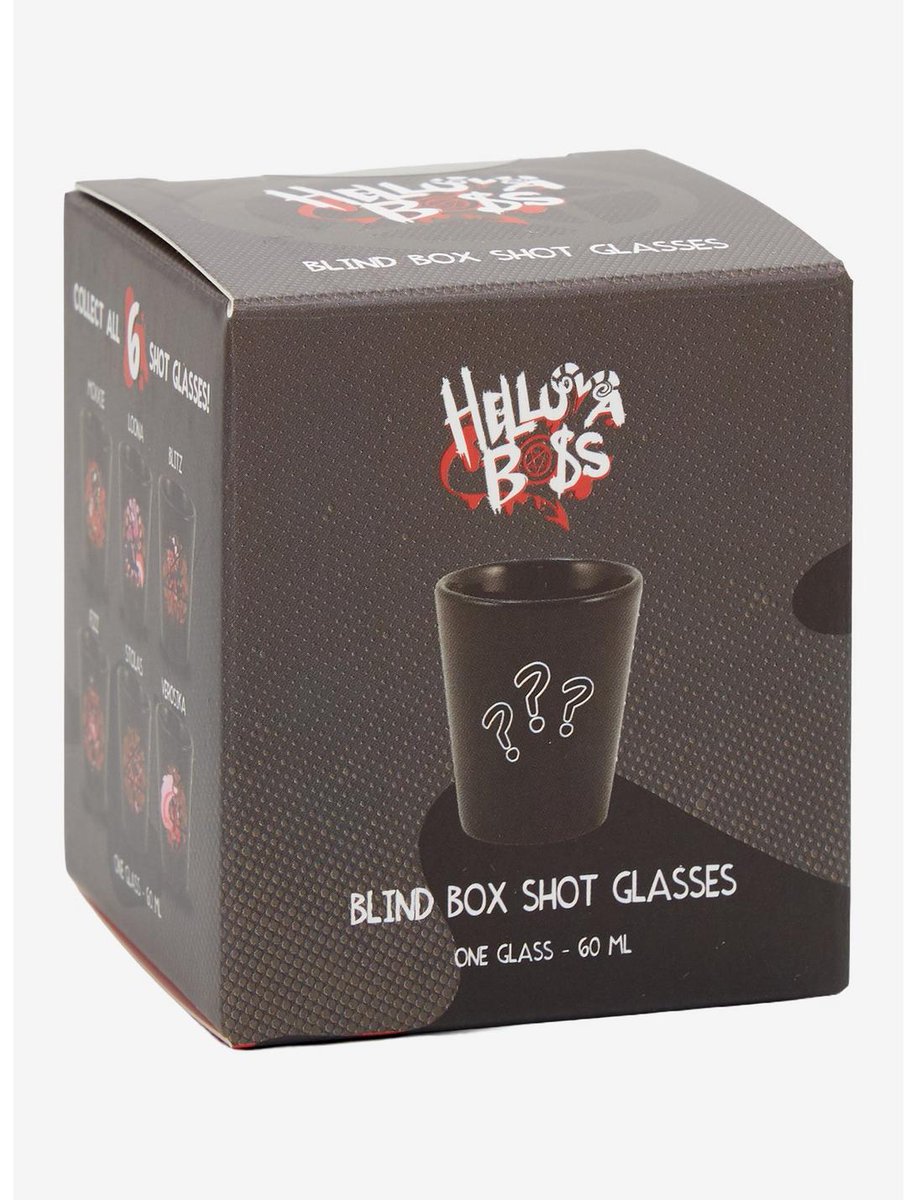 eucheon's tweet photo. Now Available on the Hot Topic Website: Helluva Boss Character Blind Box Mini Glass (Yes I know, I know) #HelluvaBoss #HotTopic #Merch https://t.co/ze6iPQZq9r