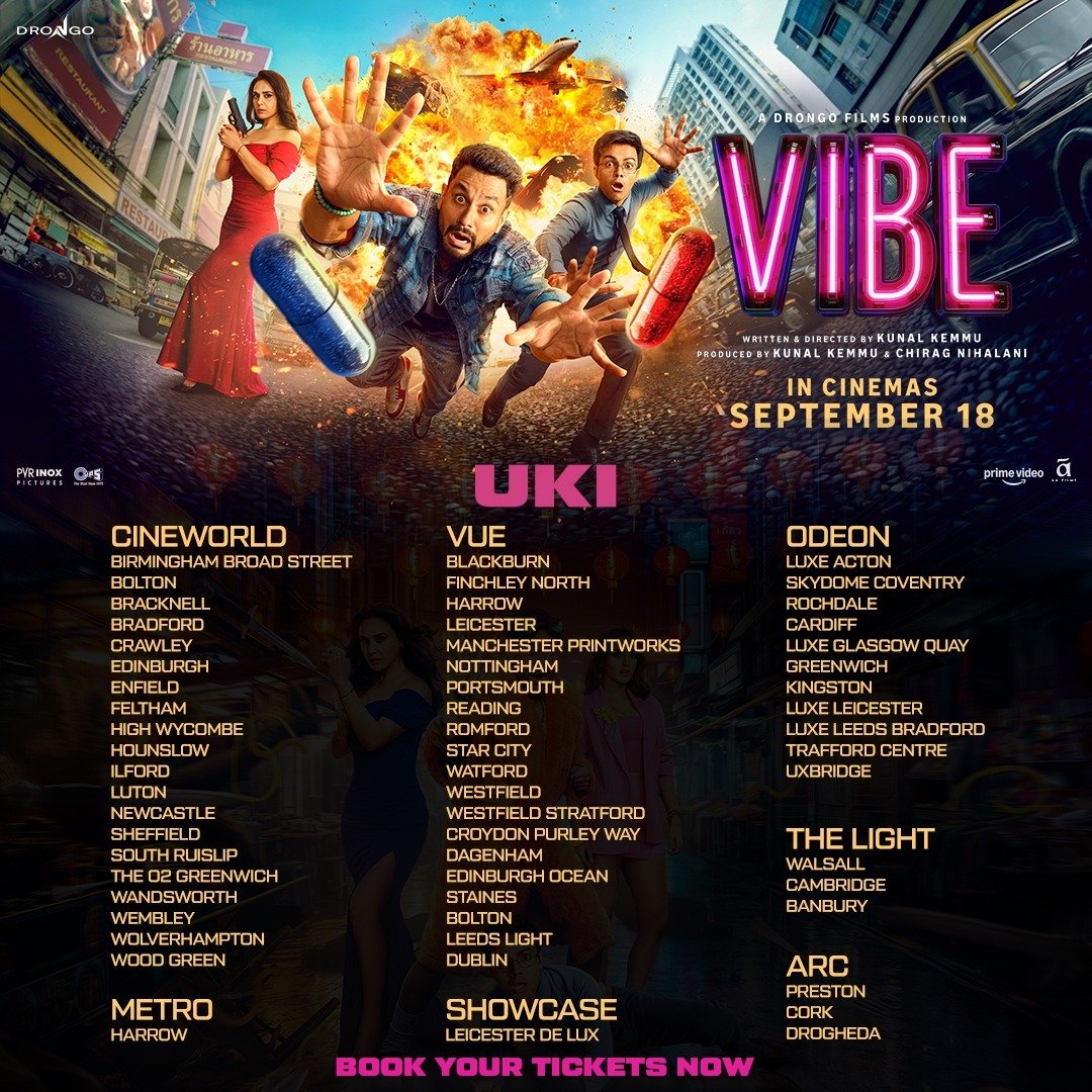 BakraniaMedia's tweet photo. Indian Hindi language Action Comedy!

#kunalkemmu returns as director after the much-loved #madgaonexpress

⭐ #VibeTrailer 🔗: https://t.co/Zpo9n6fNOH

Starring Preity Zinta, Kunal Kemmu &amp;  Sparsh Shrivastava

Opens in UK and Ireland cinemas on 18 Sept 2026.

@BakraniaMedia https://t.co/jhGwxtbEih