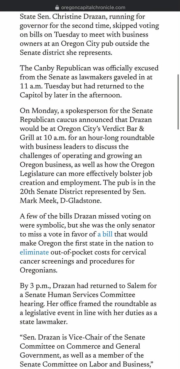 oregonducksmama's tweet photo. ‼️Well would you look at that. Kotek- your smear campaign is not going to work… Here is a post by Nicole Riehl on Facebook spitting facts… 👇🏻👇🏻

I WAS IN THAT ROOM. So let’s talk about what actually happened.

Governor Kotek’s campaign says Christine Drazan “skipped the vote to meet with business donors.”

I helped coordinate that meeting. We were NOT there as “business donors.” We were Oregon small-business owners asking our government to LISTEN.

That meeting happened eight days after my mom died. I was grieving, exhausted and still showed up because what is happening to small businesses in Oregon matters that much to me. Other business owners took time away from their businesses and families to show up too.

We talked about taxes, regulation, permitting, employment costs and the barriers Oregon businesses are facing.

Here’s the context that post leaves out:

The bill Drazan missed passed 29–0. Her vote would not have changed the outcome. She spent that hour listening to Oregon business owners and was back in Salem that afternoon for a Senate committee hearing.

And the article Kotek’s own campaign linked describes the meeting as a roundtable with business leaders discussing the challenges of operating and growing Oregon businesses and creating jobs.

Yet somehow that became:

“Skipped the vote to meet with business donors.”

See how much context can disappear in six words?

And here’s what makes this especially frustrating for me:

I reached out to Governor Kotek’s office asking her to meet with us about these exact issues. Her office didn’t even respond to my email.

Christine Drazan called me directly and listened to me. She the. Followed up with actions after the round table and still is following up and calling, 7 months later.

She showed up. She listened. She took action.

Then Kotek’s campaign turned the business owners her own office wouldn’t even respond to into a political attack line.

I was there. I know why we were in that room.

This isn’t about red vs. blue for me. It’s about telling the whole truth and listening to the people trying to keep businesses alive in this state.

Governor Tina Kotek for Oregon, the invitation still stands.

Come sit down with us as business owners. We have plenty to say.

(Original post in comments)