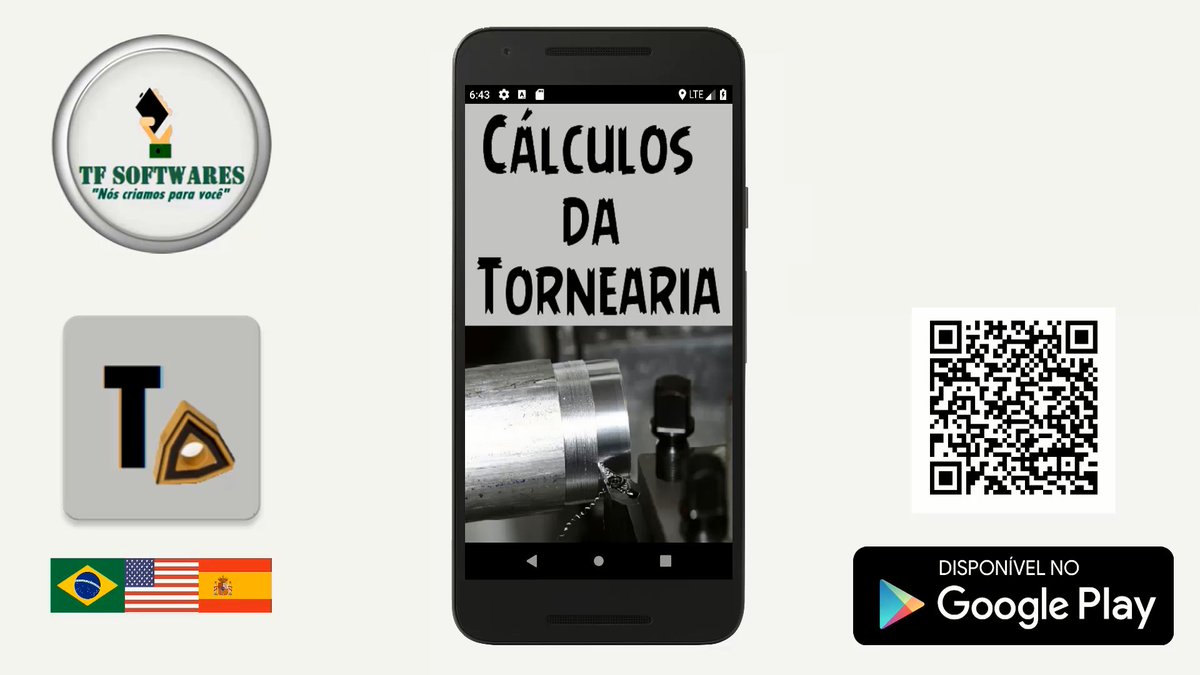 TF_Softwares's tweet photo. Seja você um profissional da indústria, ou um estudante da área de Usinagem Mecânica, o aplicativo Cálculos da Tornearia é uma ferramenta essencial!  #tornearia #cnc #SENAI #lathe #machinist #turning #torneado Baixe agora mesmo o app no Google Play Store: https://t.co/rA8f4nbYGY https://t.co/tFPKDzNeZc