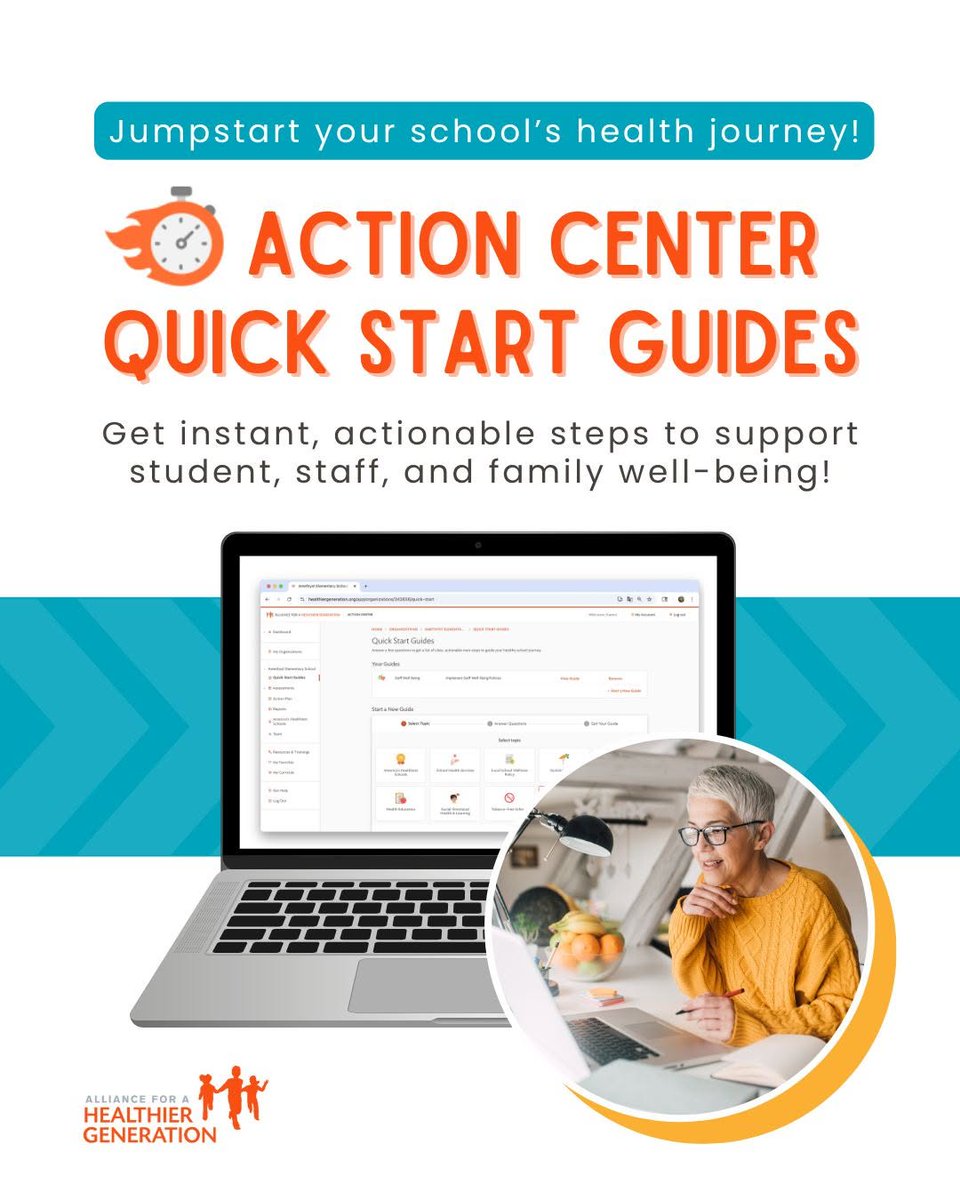 HealthierGen's tweet photo. You can start making healthy changes at your school today! 

Use our Quick Start Guides to get clear, step-by-step, and customized instructions to begin your school's wellness journey: https://t.co/vPFrce7Swc

#SchoolHealth #HealthySchools #K12 https://t.co/2jqkmojTiW