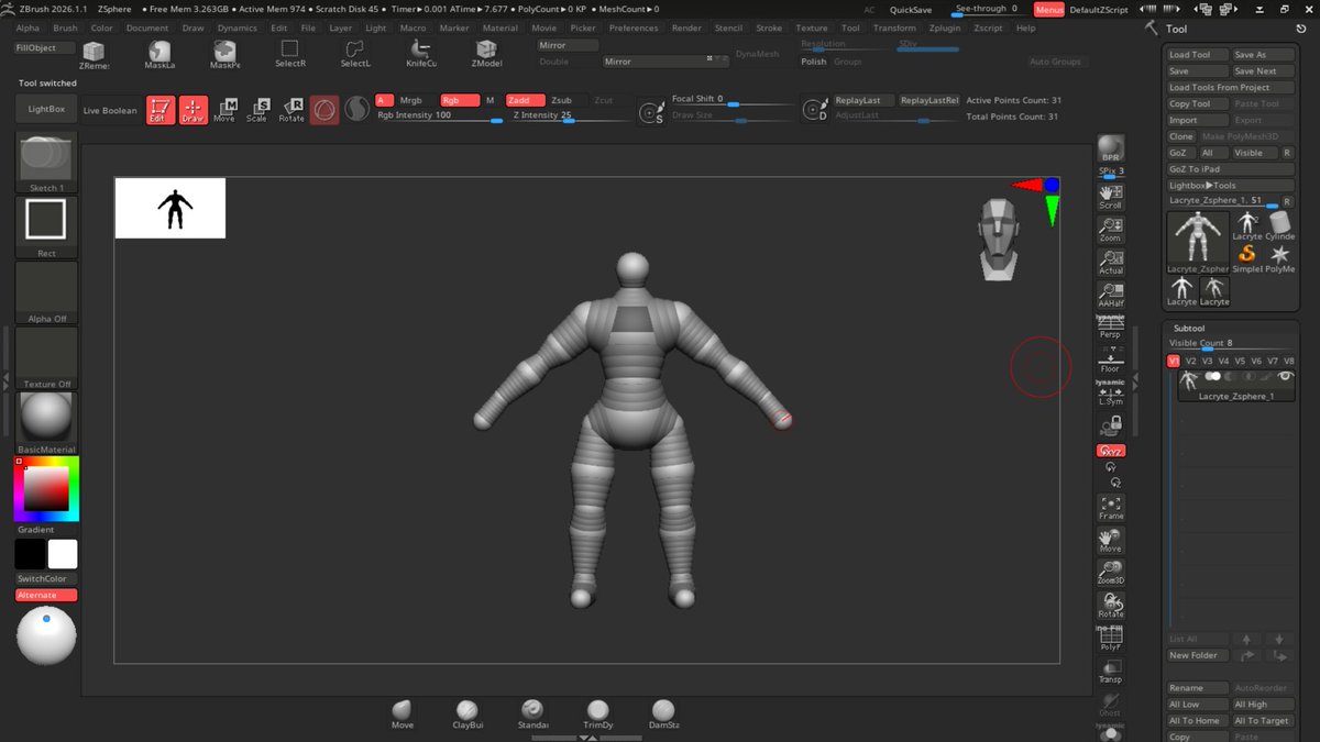 NikoTaurum's tweet photo. Start of a personal project to be more productive.
I'll post every single day progress on my model till I get it done.

Day 1: First forms

Tomorrow I'll make whole torso

#3d https://t.co/fasomkMmOL