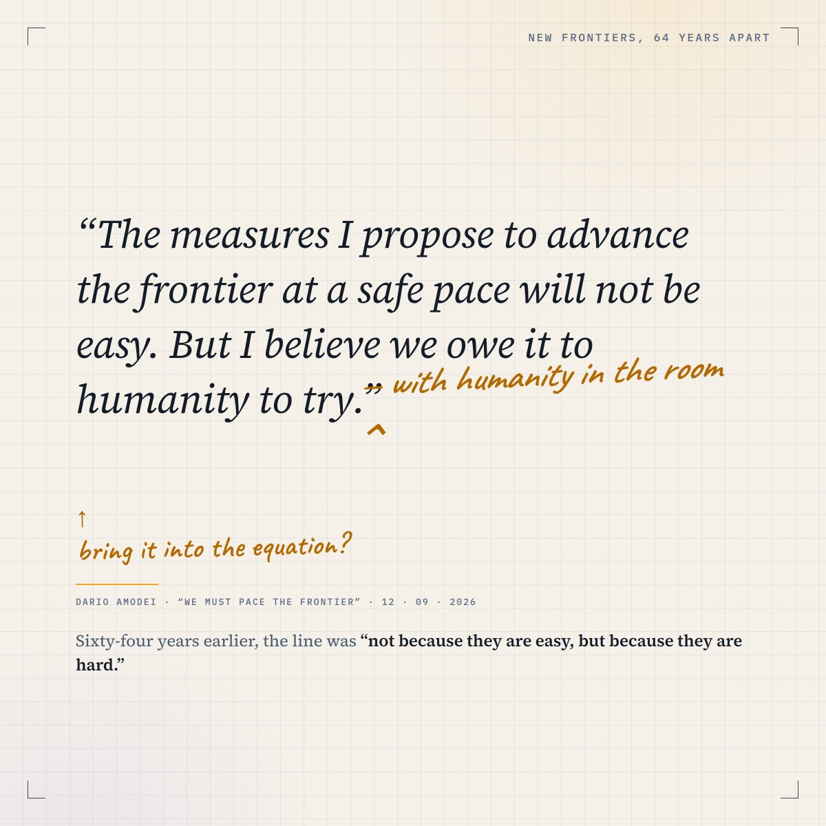 vadwarp's tweet photo. @OpenAI @AnthropicAI Anthropic's own words, July: "Open-weights models that don't have dangerous capabilities are a public good".

@DarioAmodei closes with "…will not be easy. But I believe we owe it to humanity to try".

Perhaps a better way to pay this debt is to bring humanity into the equation? https://t.co/jlY4W1PXWO