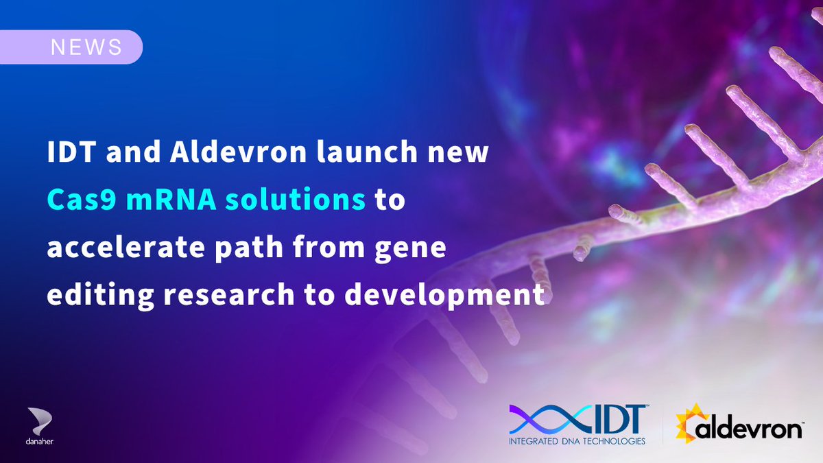 idtdna's tweet photo. We’re excited to announce that we’re partnering with Aldevron to launch a new S.p. Cas9 mRNA solution—offering researchers and therapeutic developers a game-changing approach to gene editing.🙌 Read more here: https://t.co/UDA9KwIa7Q https://t.co/Xi50ez8KwI