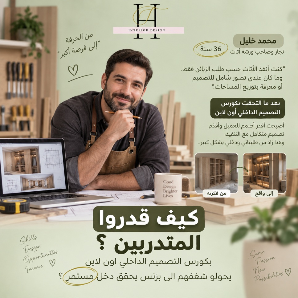 LukeRisleyrom's tweet photo. How did trainees turn their passion for interior design into a source of income? You don’t need to be an interior designer, own an office, or have years of experience. Whether you’re a student, love décor, work as a carpenter, or specialize in https://t.co/S0l7zqm8Ms