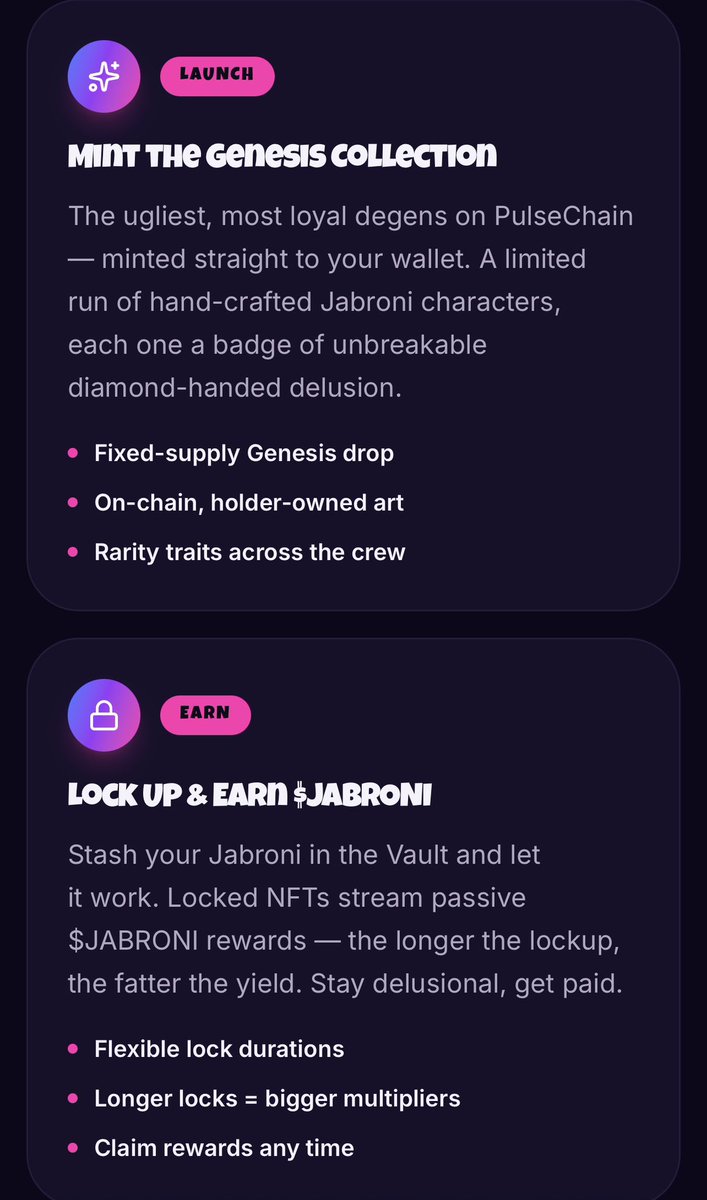 JabroniPulse's tweet photo. UPDATE 😈
We have been working diligently since we bonded from $pump tires on our next development: 
Sneak peak of the $JABRONI on #Pulsechain NFT collection!  
Rarities will be ULTRA, LEGENDARY, RARE, COMMON. 
🚨Anyone holding 1% or more of $JABRONI will be guaranteed an ULTRA NFT. 

Holders will be able to lock their NFT in the Vault to earn $JABRONI. The longer you lock, and the higher the rarity, the more rewards 

Holders will also be able to burn their NFT to earn a position in future $JABRONI liquidity pools. Higher the rarity, the bigger percentage you will receive! 
Pools will be $PLS $HEX $PRVX and a group of qualified PulseChain memes! 

See the sneak peak here
https://t.co/LGzVlrJuXr