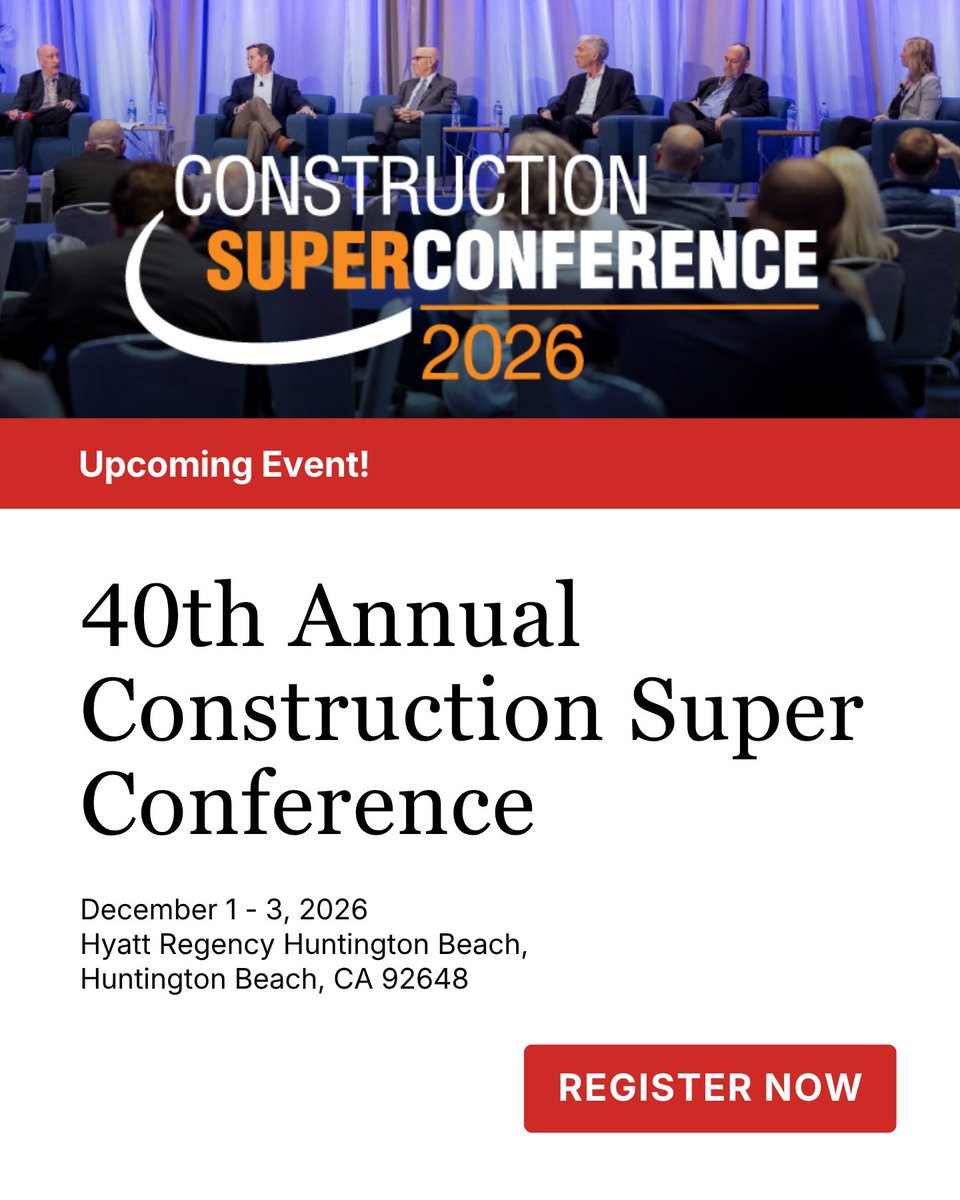ADRorg's tweet photo. The AAA is excited to co-sponsor the 40th annual Construction Super Conference in Huntington Beach, California, in December. 

Join global legal and construction professionals for a three-day program filled with expert industry insights, panel discussions, and networking opportunities. 

Registration is now open. Reserve your spot today: https://t.co/0g58S8jDNS

#ConstructionSuperConference2026 #ConstructionDisputes #ConstructionArbitration #ConstructionMediation