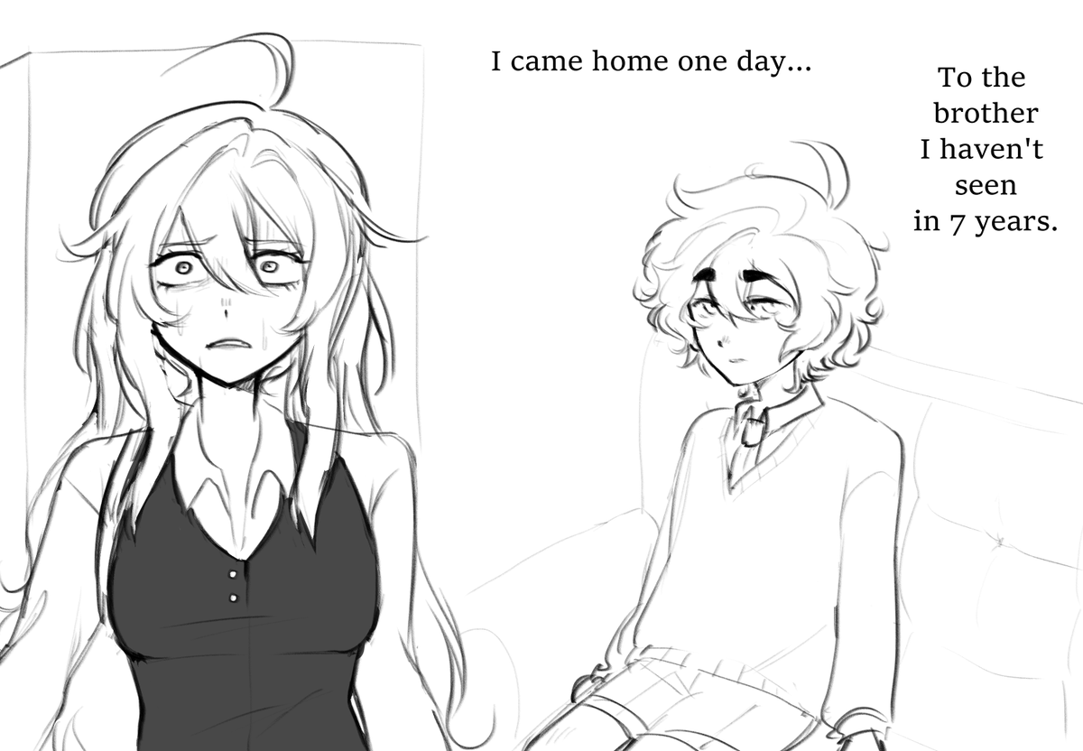insectpog777's tweet photo. i have many different versions of these two. here's one with estranged little brother x miserable disowned older sister https://t.co/izsE1wr16v