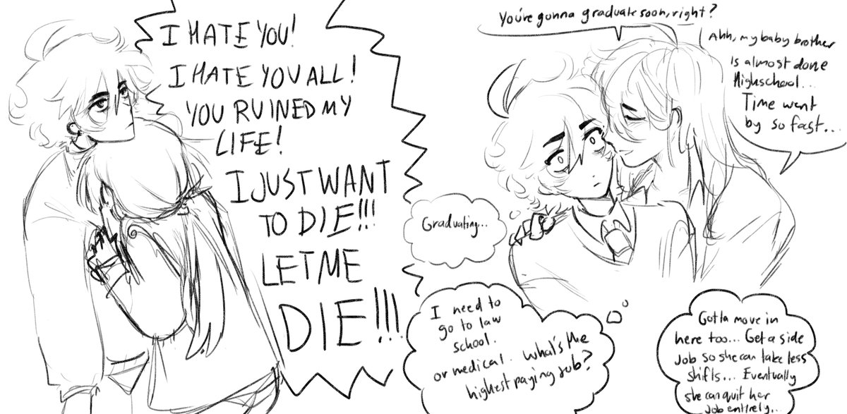 insectpog777's tweet photo. i have many different versions of these two. here's one with estranged little brother x miserable disowned older sister https://t.co/izsE1wr16v