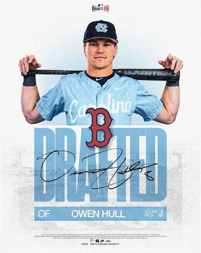 EdHand89's tweet photo. Owen Hull final 2026 stats 
A+ 

117 PA 
.337/.436/.531
.967 OPS 
10 2B 
3 HR 
20 RBI 
1 SB 
16 BB/17 K

The Red Sox 2026 second draft pick out of UNC certainly hit the ground running. https://t.co/fI9YBnuPoW