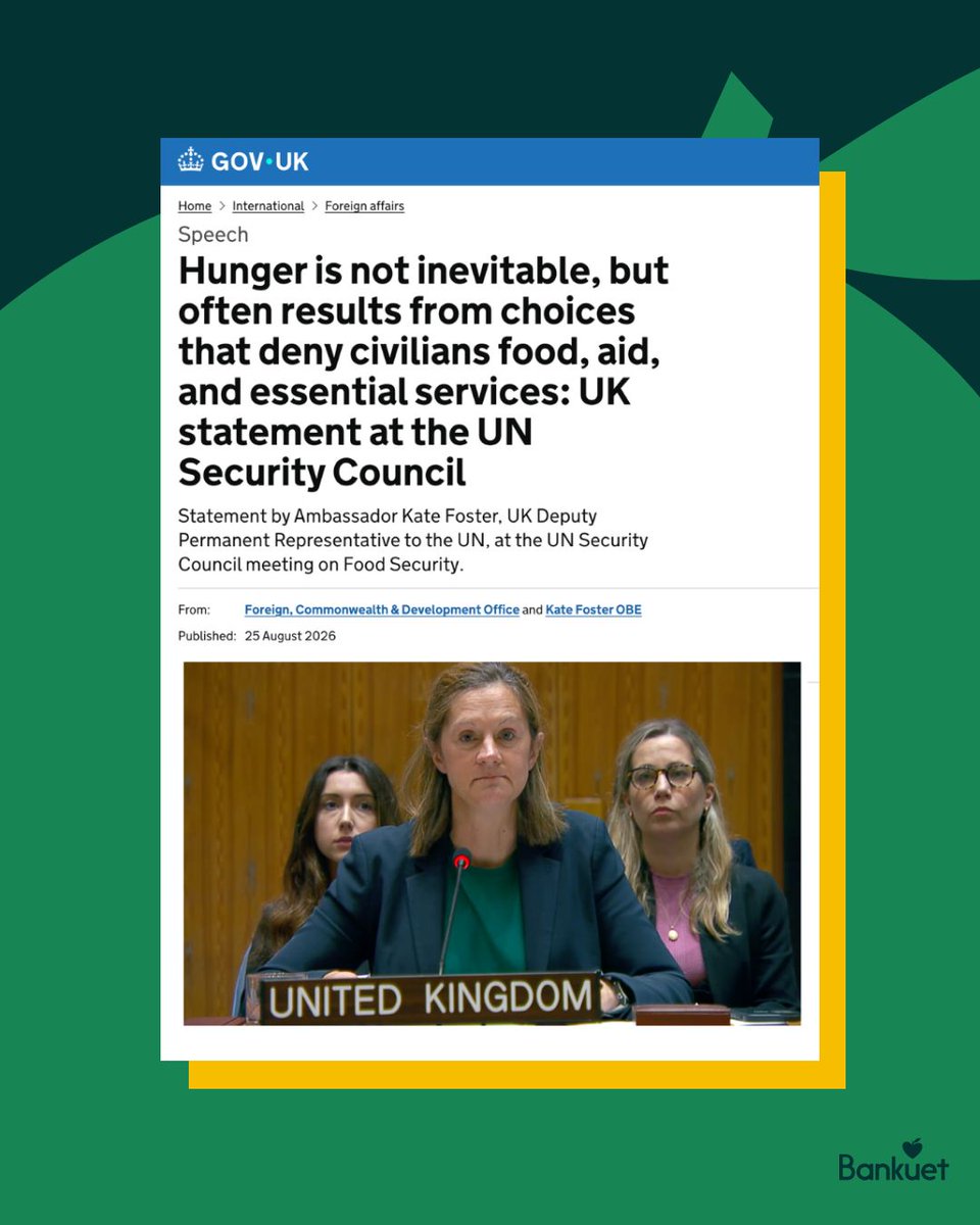 bankuetuk's tweet photo. These words, spoken at the UN Security Council, are a powerful reminder that hunger is never simply about a lack of food.

We may not be able to solve every cause of hunger ourselves, but we can help someone who is facing it today.

👉 https://t.co/790c0hIHkz https://t.co/WwVC22IPi1