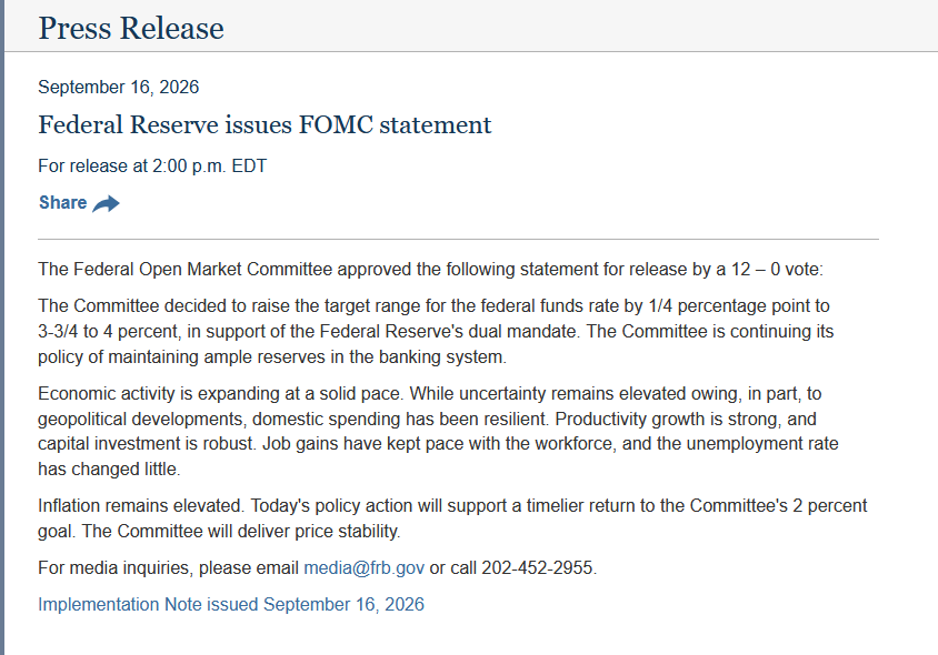 lookner's tweet photo. Fed votes unanimously to raise rates by a quarter-point https://t.co/BFrvTrNvkc
