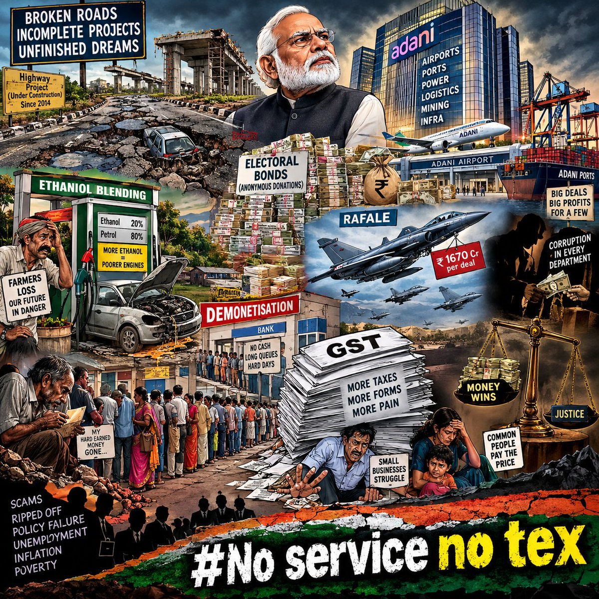 b_kagathara's tweet photo. I'm a person who trusted him and give him vote in every bad decision but it's going through whole country now soo no more tolerance serve Indian peoples or leave from the government #NOservicenotex https://t.co/LGelVYeXDL