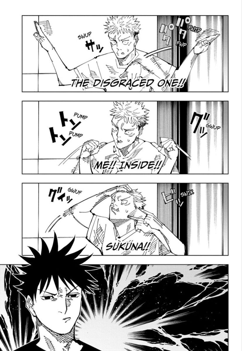 kkubluu's tweet photo. i cant wait for this to get animated. Itafushi eyes communication, yuuji mocking sukuna’s appearance, megumis stupid ass face im so #ready https://t.co/gGi04P8HNE