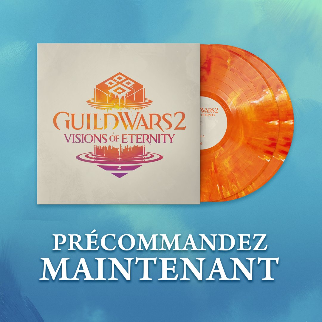 GuildWars2_FR's tweet photo. Chaque bataille. Chaque souvenir. La bande originale de votre aventure dans Guild Wars 2 : "Visions of Eternity" est bientôt disponible en vinyle. Précommandez maintenant : https://t.co/vFbuKSxxg5 https://t.co/YWqAVy9KYJ