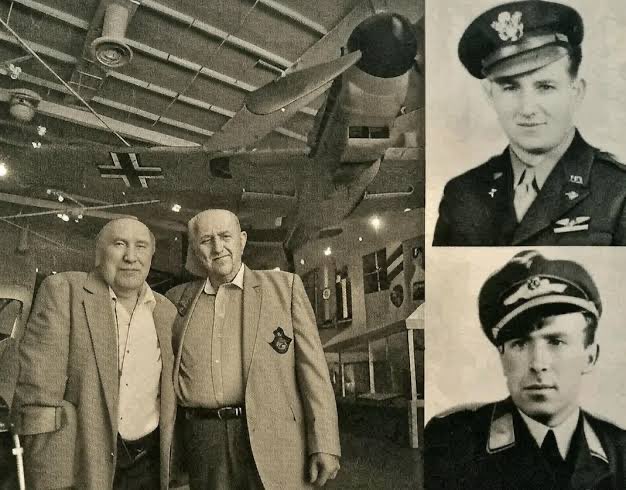 neo_el_2's tweet photo. In the skies of World War II, German pilot Franz Stigler spared the badly damaged American bomber crew of Charles Brown instead of shooting them down.
He quietly escorted them to safety and then disappeared into the clouds.
Decades later, Stigler and Brown found each other— https://t.co/B6eRCZqn95