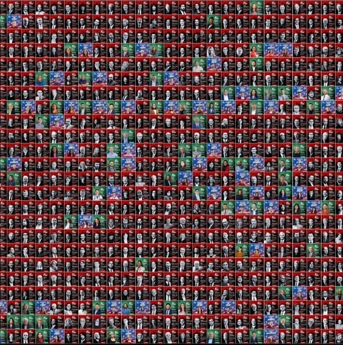 JaySpring70's tweet photo. @DOJNatSec Hello NatSec, I'd like to report most of Congress - the members in red tiles below - for "acting in the United States at the direction or control of a foreign government".

No thanks necessary, just doing my American duty. https://t.co/y0ulLLdnZn