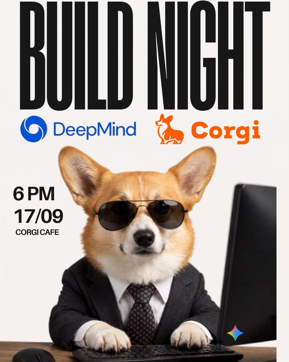 UseCorgi's tweet photo. Tomorrow we are partnering with @GoogleDeepMind for an event at our Corgi Cafe in London. 

First we will hear @vadiamit and @lauradang0 to talk about community. 

Then we will be hearing right from the @GoogleDeepMind team what they are working on and guests will be able to try out the product for themselves with cafe snacks and drinks!

We have over 200 people on the list and 700+ on the waitlist, see you there London!