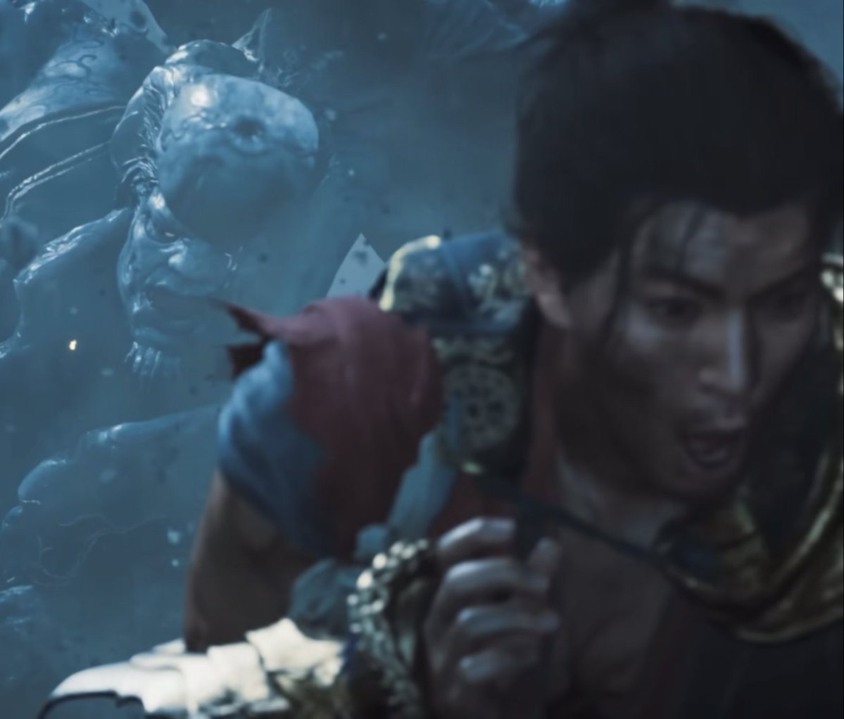 PRabbitholes's tweet photo. it’s like 1 second long but Musashi tottering away in panic is so fckn funny. give this mf 10 more games https://t.co/JEF3NFvTnn