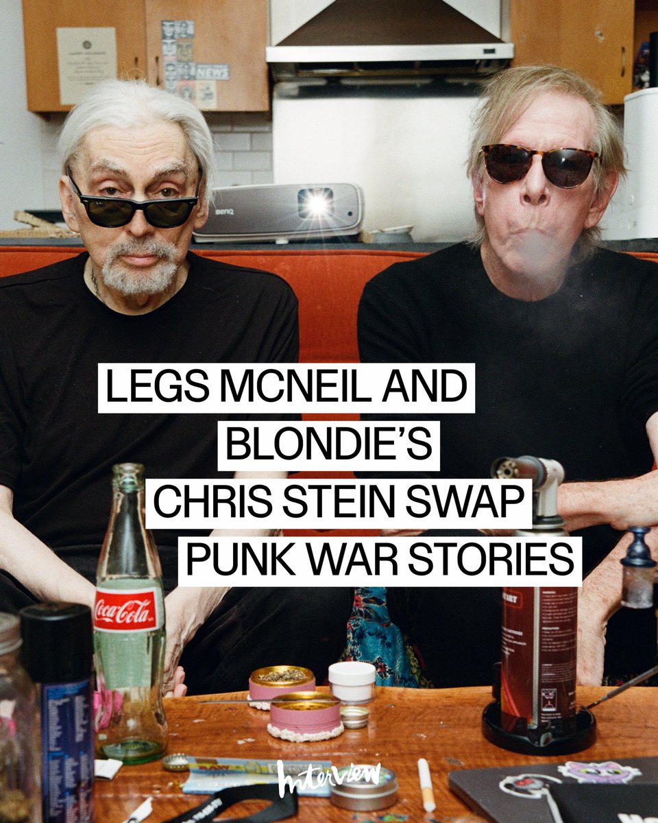 InterviewMag's tweet photo. Legs McNeil and Chris Stein have been friends since the birth of punk. To mark McNeil's new memoir, Resident Punk, and the 50th anniversary of Punk magazine, the two met up to swap stories, including whether Sid really killed Nancy and the night Chris Stein discovered hip-hop in the South Bronx.