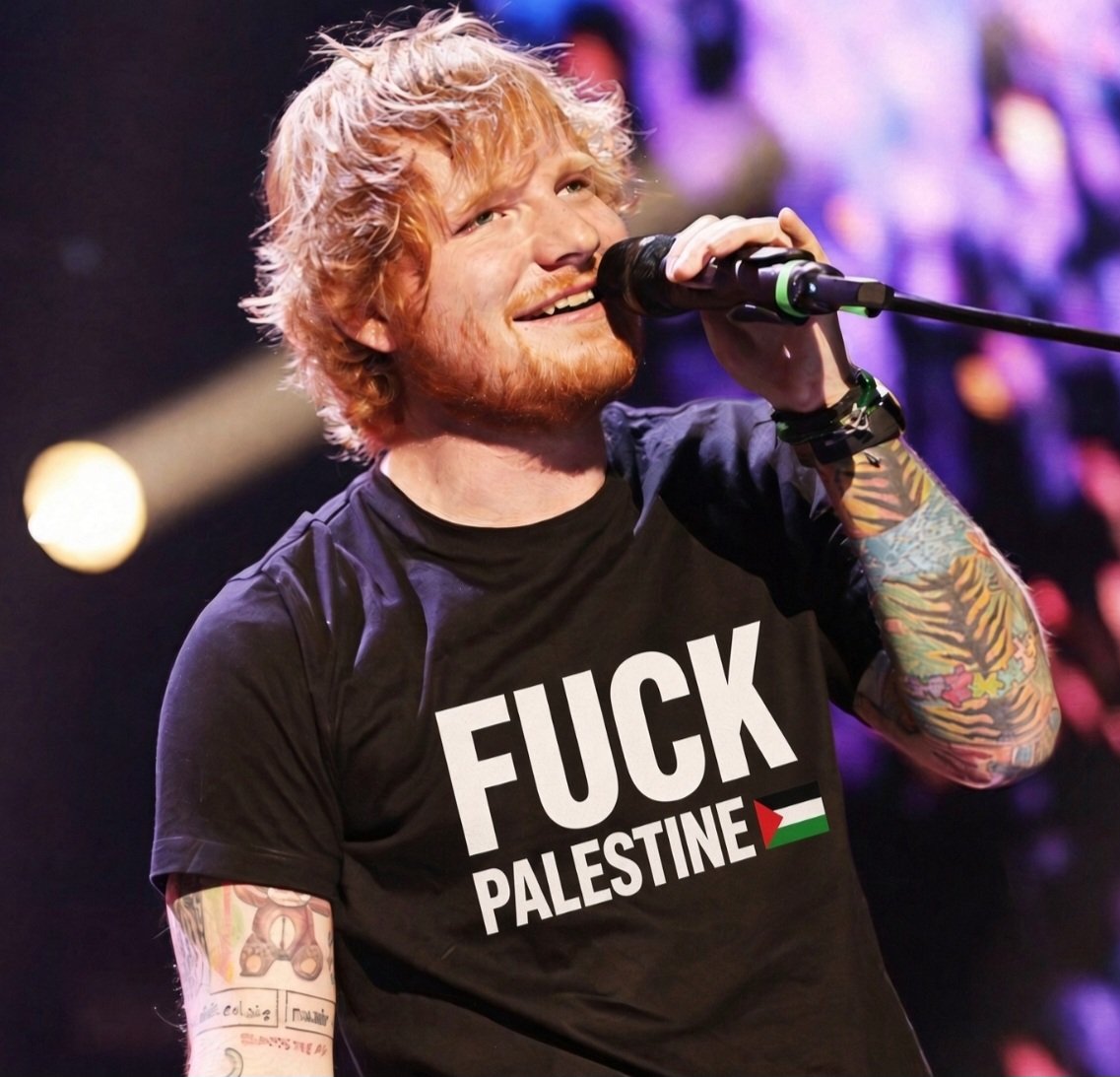 Trumperizar's tweet photo. Ed Sheeran está haciendo llorar a los zurdos de todo el mundo por no manifestarse a favor del estado terrorista palestino.

Se lo banca totalmente al colorado giga talentoso. https://t.co/0h1VqQSq2y