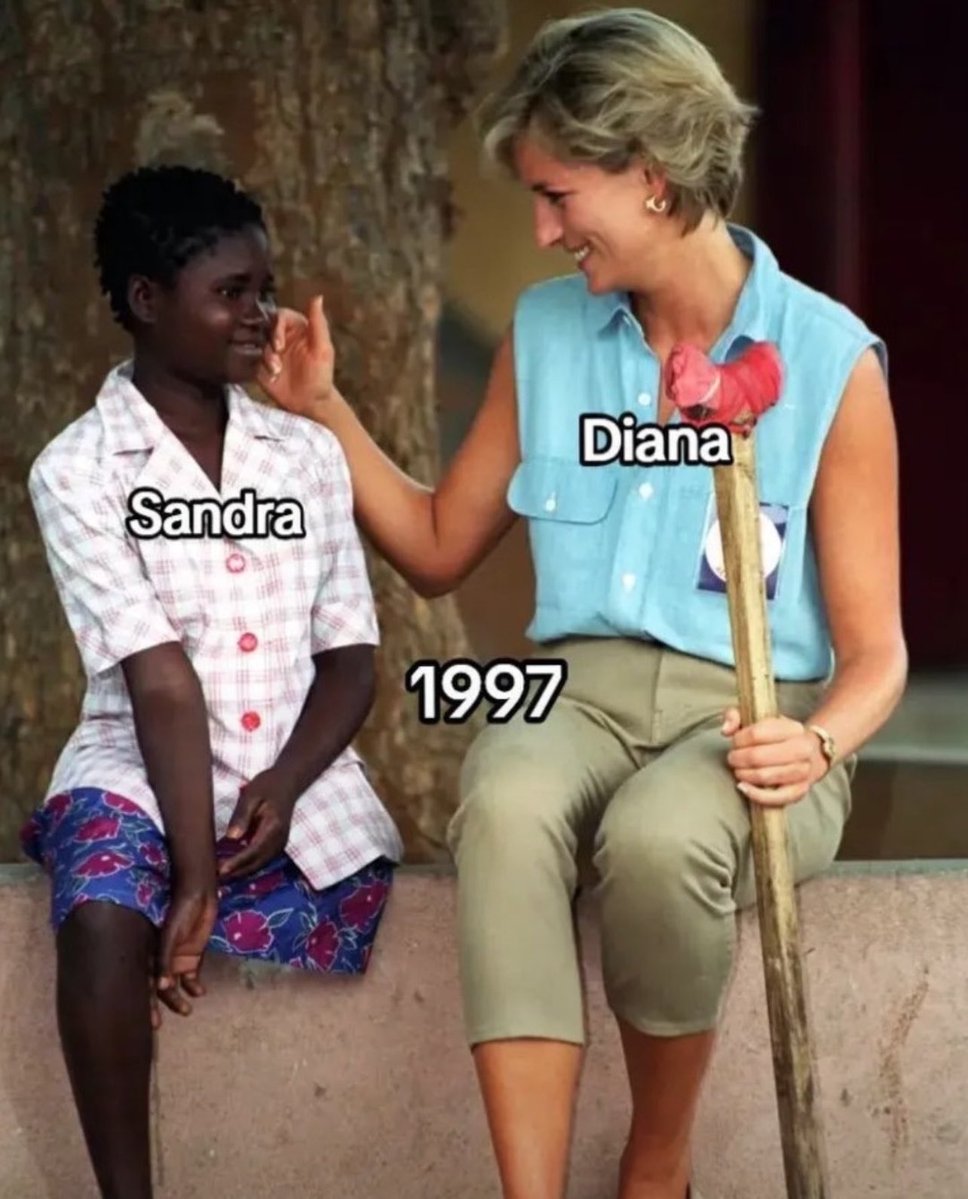 dukesurge's tweet photo. years after losing her leg to a landmine, sandra returned to the place she met diana, this time with her daughter, named after the princess. 🥹❤️ https://t.co/5bzCIc1Sjv
