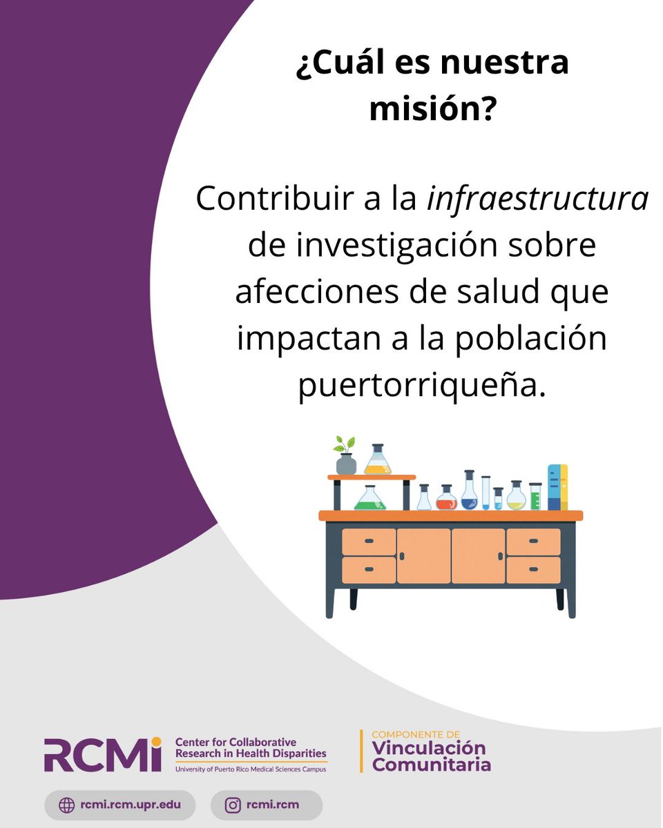 rcmienews's tweet photo. ¡Conoce la misión de nuestro Centro de Investigaciones Colaborativas en Disparidades de la Salud! #RCMI #CCRHD https://t.co/vOgweT8RVF