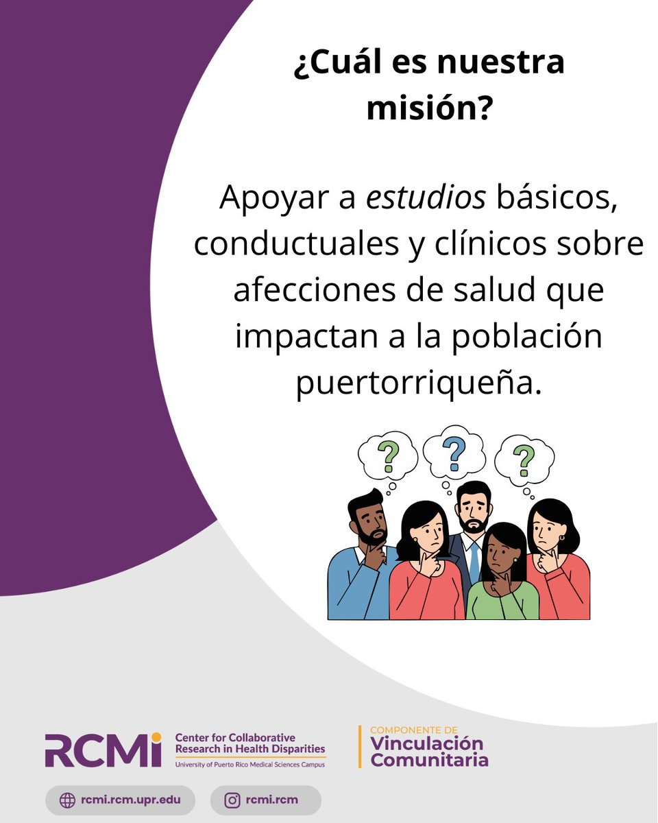 rcmienews's tweet photo. ¡Conoce la misión de nuestro Centro de Investigaciones Colaborativas en Disparidades de la Salud! #RCMI #CCRHD https://t.co/vOgweT8RVF