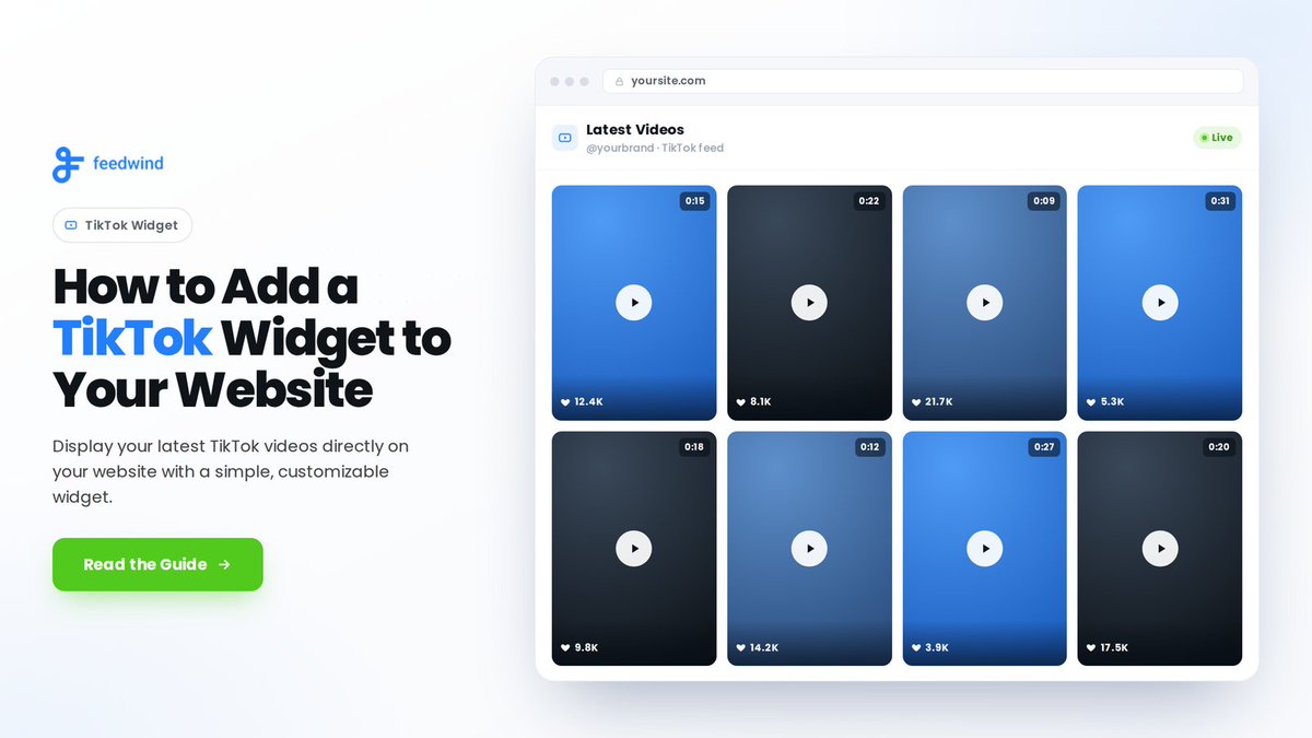 feedwind's tweet photo. TikTok content moves fastโyour website can keep up! ๐ต Showcase your latest videos directly on your site with the #TikTokWidget. No coding, easy to customize, and always fresh. Learn more: https://t.co/FJ1dhUicZL #TikTokMarketing https://t.co/iBuUiODkC8