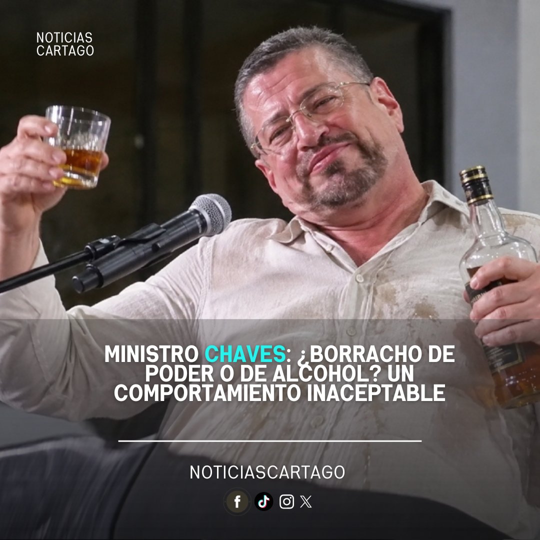 notiscartago's tweet photo. #NCInforma
MINISTRO CHAVES: ¿BORRACHO de Poder o de Alcohol? Un Comportamiento Inaceptable
La reciente actuación del Ministro Chaves, marcada por insultos dirigidos a un ciudadano que, con respeto, solicitaba una explicación...
⛓️‍💥👇 :
https://t.co/MIquSezPqv https://t.co/ppnqaJy21O