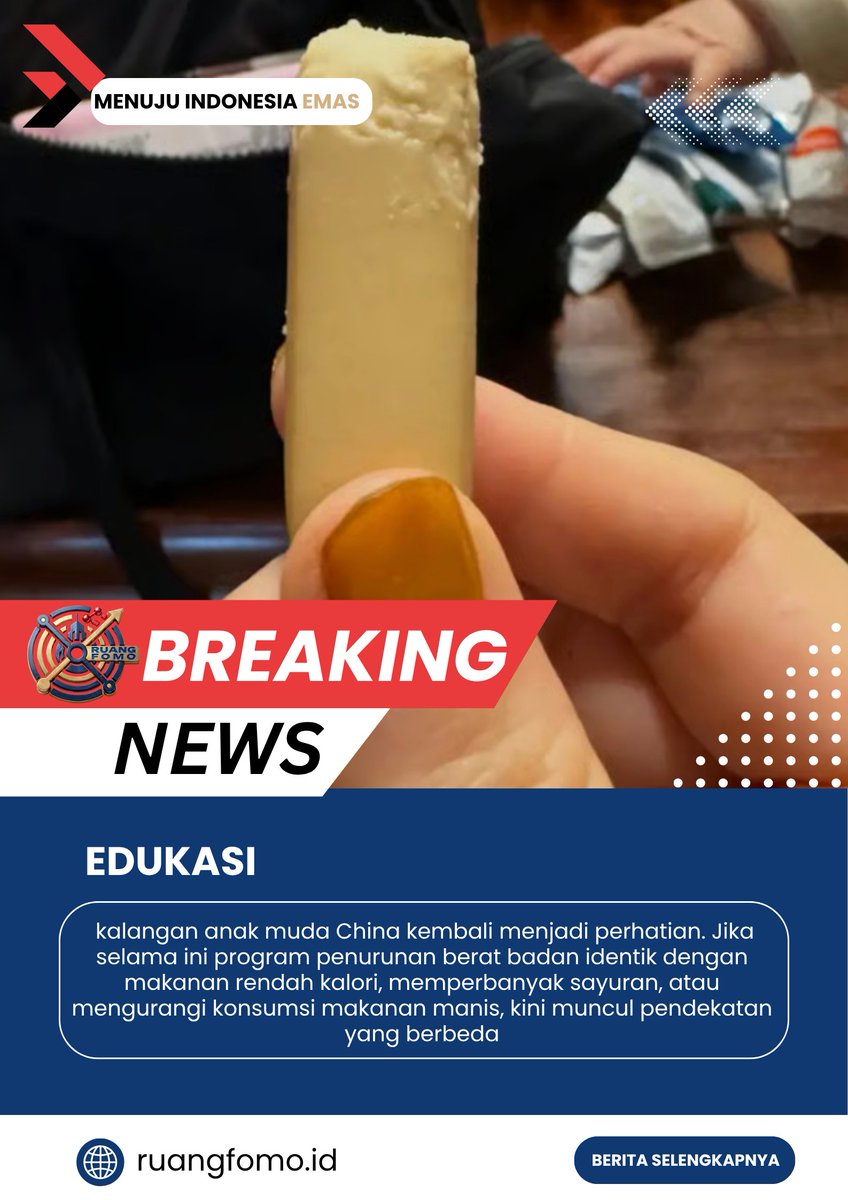 ruangfomo62's tweet photo. Gen Z China Pilih Camilan Kenyal dan Hambar untuk Turunkan Berat Badan

Berita selengkapnya : https://t.co/ahhAUZrBHb
Berita lainnya di : https://t.co/w5lVtIBZhW https://t.co/j5zANfVFMt
