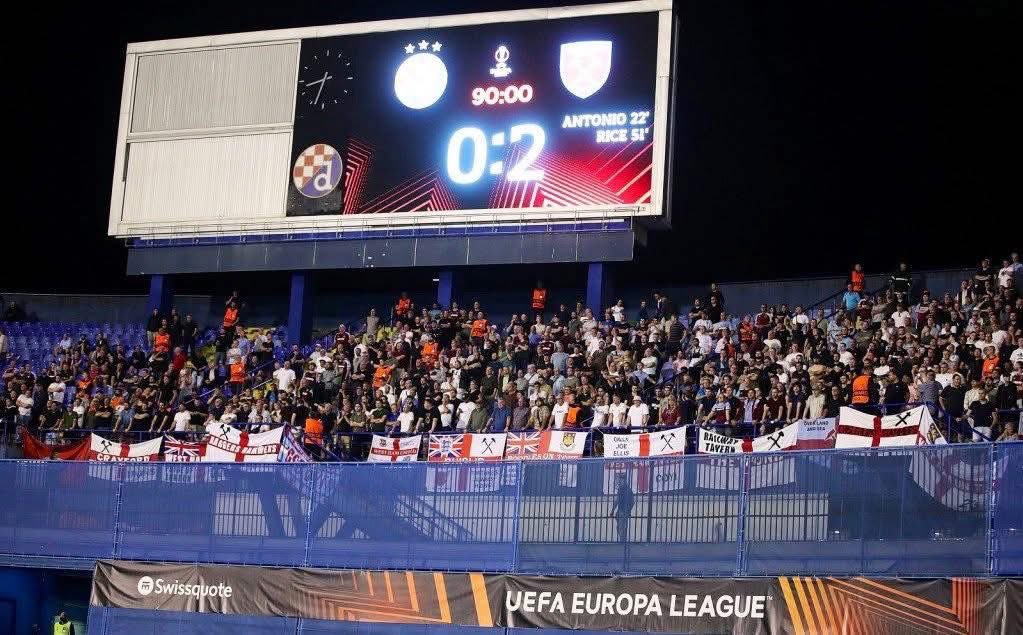 Awaydays23's tweet photo. ON THIS DAY 2021: West Ham United at Dinamo Zagreb #WHUFC #COYI https://t.co/rYWpE1d8LF