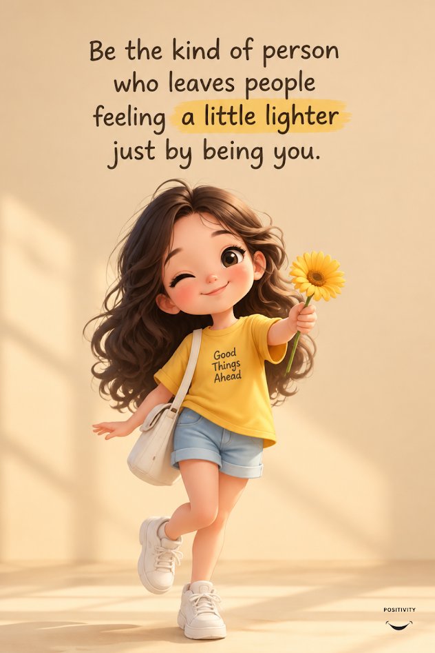 PositivitySaid's tweet photo. Be the kind of person who leaves people feeling a little lighter, just by being you. 

Your energy is a gift carry it gently, and let it brighten every room you walk into. https://t.co/6u8BZGXVK3