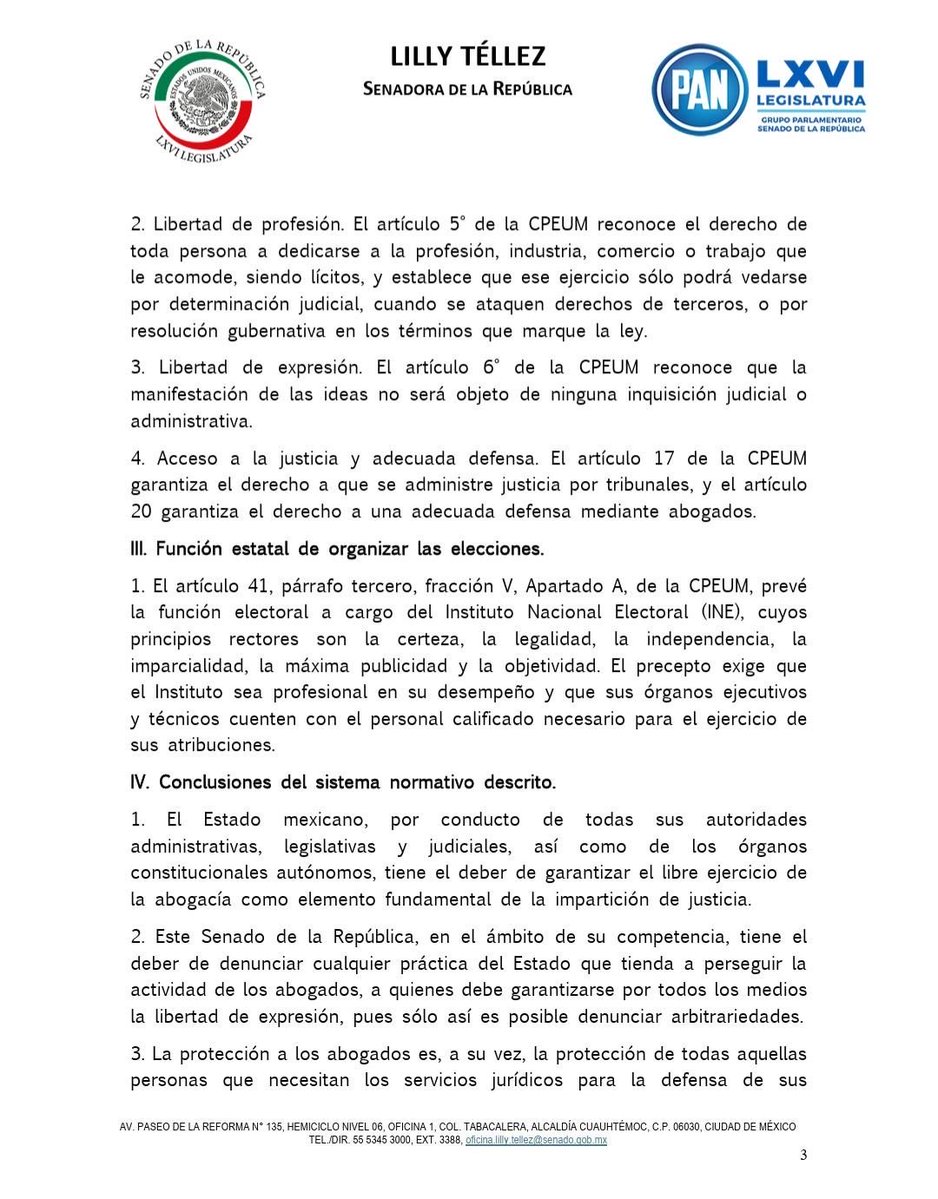 LillyTellez's tweet photo. Exijo que el Senado:
•Condene enérgicamente la actuación del @INEMexico contra la abogada y periodista @moni_calles.
•Exhorte con firmeza al INE y a la @FGRMexico a actuar con ética, objetividad e imparcialidad, y detener cualquier tipo de acoso, hostigamiento o persecución. https://t.co/AyXirErXdm