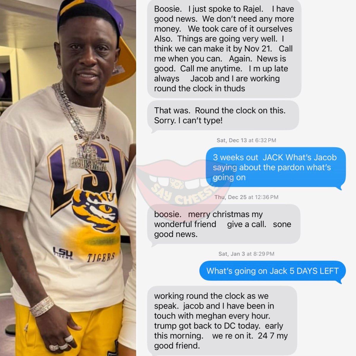 SaycheeseDGTL's tweet photo. Boosie leaks alleged text message receipts after claiming he paid $600K to people who promised to help secure him a presidential pardon from Donald Trump — but says the pardon never happened https://t.co/Nv1nStGk5t