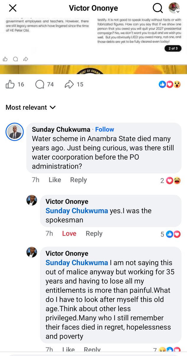 Onsogbu's tweet photo. This is directly from the Spokesperson of the defunct Water Corporation of Anambra state when Peter Obi was the governor https://t.co/wwtBPmezs2