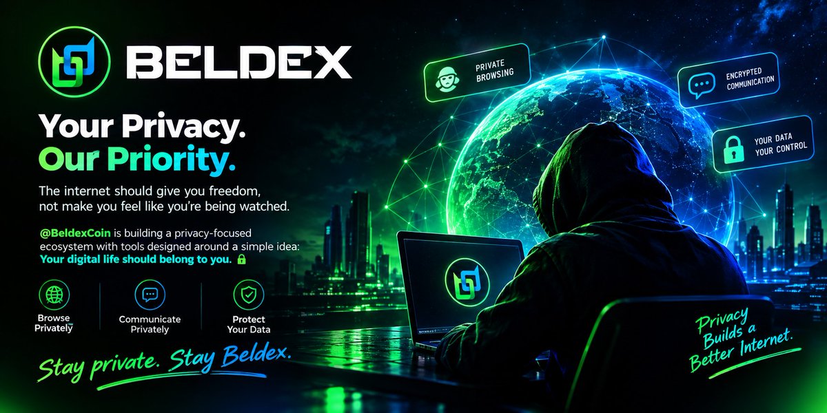 rahul0671's tweet photo. Good night CT

Before you log off, remember one thing:

Your online activity is yours.

@BeldexCoin is building privacy-focused tools to make the internet a more private place.

Your browser.
Your data.
Your conversations.
Your privacy. https://t.co/XJlPF7MrlY