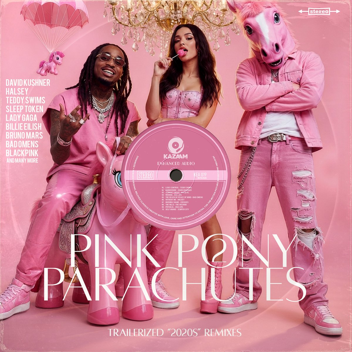 KazaamAudio's tweet photo. Pink Pony Parachutes 2 (Trailerized "2020s" Remixes)

For general inquiries and licensing requests, please contact: license@kazaamenhancedaudio.com

© 2026 All rights reserved. Kazaam Enhanced Audio is a registered trademark of Stardust Entertainment LLC. https://t.co/oZeAPmew3y