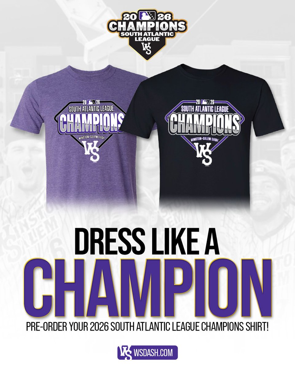 WSDashBaseball's tweet photo. Dress like the champs!

2026 SAL Champion T-shirts are on their way. Be the first to own Dash championship merchandise by pre-ordering your tee. 
👕: https://t.co/ZmCUsM9HzX https://t.co/AxXbsjvLGT