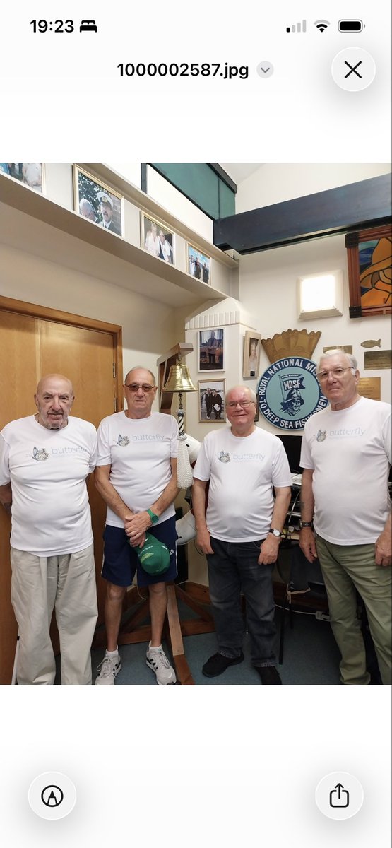 ButterflyThyro's tweet photo. Fisherman of the North East supporting Thyroid Cancer Awareness Month , looking excellent in their Butterfly tee shirts , thanks lads 👌🦋😊 https://t.co/I4oLtPNd16