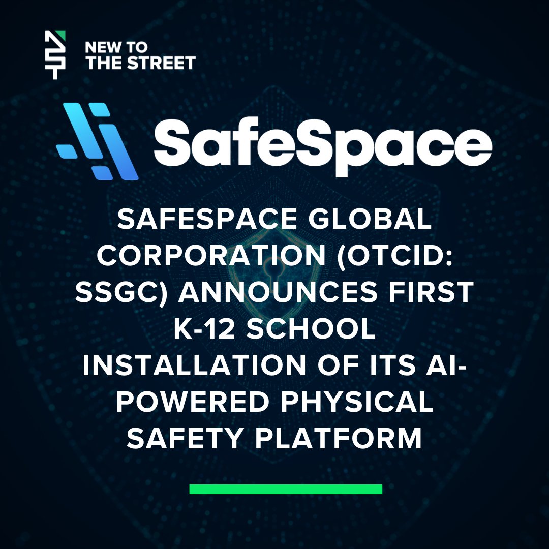NewToTheStreet's tweet photo. 🛡️ SafeSpace Global Announces First K-12 Installation

@safespace_ssgc (OTCID: SSGC) announced the first K-12 school installation of its AI-powered physical safety platform, marking an expansion of its technology into the education sector and school safety environment.  @vincemedia1 

READ HERE👇🏻
https://t.co/0GROrwCK6o

Watch the Newsout feature here👇🏻
https://t.co/biio6lEzey

Watch the New to The Street interview here👇🏻
https://t.co/KtCmWd2eW3

Check them out -  https://t.co/09UdohNwIS

👉🏻 Follow @NewToTheStreet for the latest business stories, company features, and investor news.

#safespaceglobal #ssgc #bmrt #securitytechnology #schoolsafety #correctionalfacilities #publicsafety #technology #innovation #businessnews #newtothestreet