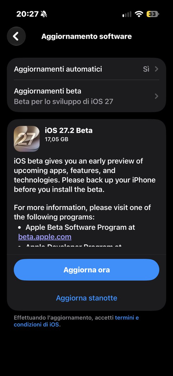 CydiaGeek's tweet photo. iOS 27.2 beta 1 has just been released 🔥🤓 https://t.co/MULvllkRhp