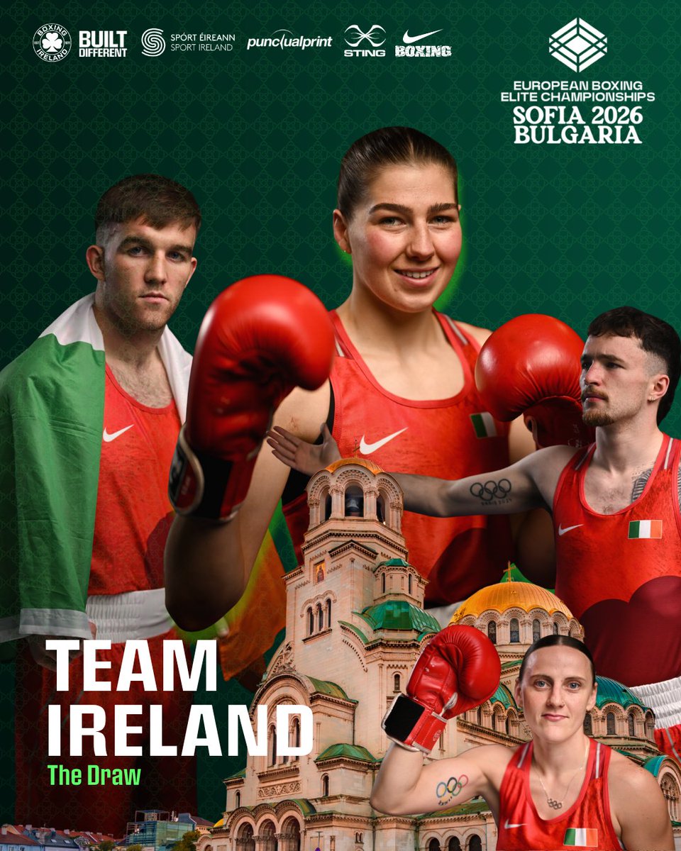 IABABOXING's tweet photo. The European Elite Championships draw is in!
9 Team Ireland boxers begin their tournaments two win away from a medal.
Reigning World Champion Aoife O’Rourke and 2022 World Youth champ Cliona D’Arcy are one win away, starting at Quarter Finals stage.
Eurovision Sport will broadcast the complete championships here: https://t.co/EwInghPJeF
The RTE Player will broadcast selected bouts, here: https://t.co/0JIdmZsNA8
More here: https://t.co/XyNKyTWfG4