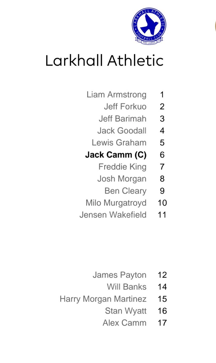 LarkhallAFC's tweet photo. Your Larks squad for tonight's game v Hungerford 
@swsportsnews https://t.co/YJXMLvlxfK
