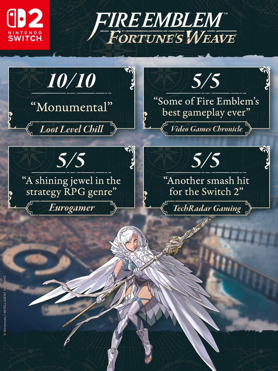 Stealth40k's tweet photo. Nintendo wasted no time with the Fire Emblem: Fortune's Weave accolades marketing. https://t.co/TKMDz1PypK