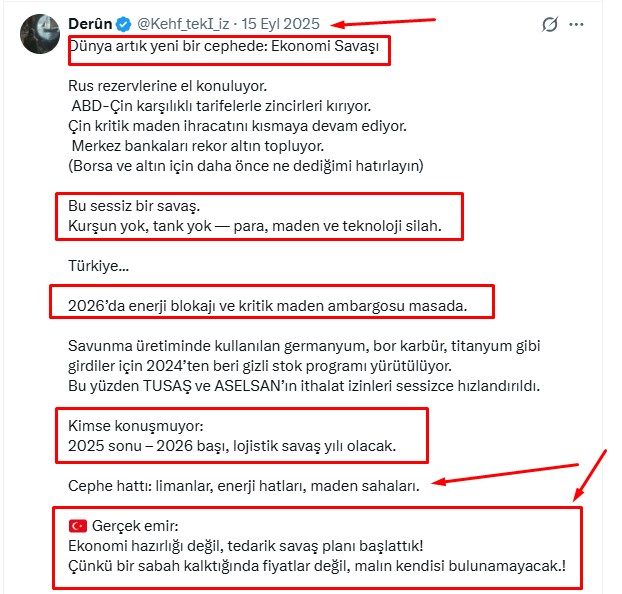 Kehf_tekI_iz's tweet photo. ÇOK PARANIZ OLACAK AMA HARCAYACAK YER OLMAYACAK...!

Güneş enerjisiyle çalışan ev aletleri alın.

En az 3 ay yetecek gıda stoku hazırlayın.

Pil, el feneri ve powerbank bulundurun.

Soğuk günler için ısıtıcı battaniye ve kalın giysiler alın.

Çünkü ekonomik savaşın hemen ardından…

2027’DE KAPANMALAR GELECEK.

Akşamları 20.00’den sonra sokağa çıkma yasağı uygulanacak.

Hafta sonları sokağa çıkmak yasaklanacak.

Fabrikalar üretim yapmayacak.

İş yerleri belirli saatlerde kapanacak.

Elektrik ve enerji kullanımı sınırlandırılacak.

İnsanlar yeniden evlerine çekilecek.

Bu defa mesele hastalık değil…

EKONOMİK SAVAŞIN GETİRDİĞİ ZORUNLU KAPANMALAR OLACAK.

Şimdiden tedbirinizi alın.

2027, evde hazırlığı olanla olmayanı ayıracak.
