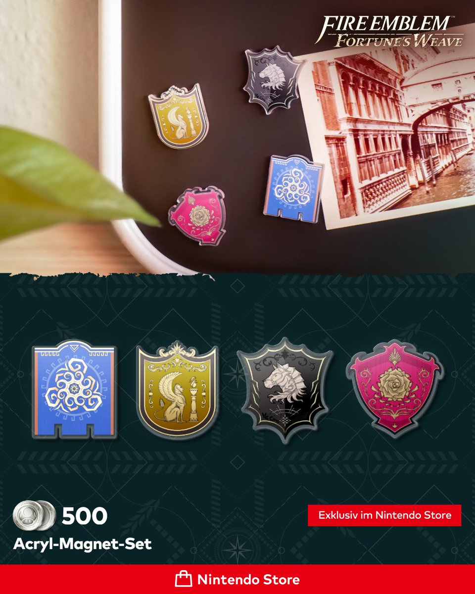 NintendoStoreDE's tweet photo. Zeige deine Verbundenheit zum Spiel mit diesem #FireEmblem: Fortune's Weave-Acryl-Magnet-Set.

Jetzt als #MyNintendo-Belohnung erhältlich!

👉 https://t.co/cdabvCWfGR https://t.co/VZh1Gd0jML