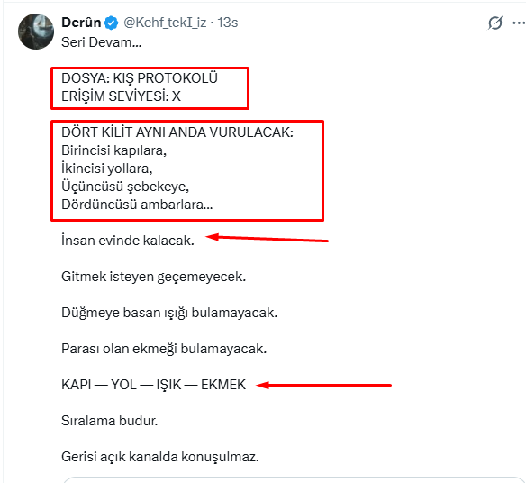 Kehf_tekI_iz's tweet photo. ÇOK PARANIZ OLACAK AMA HARCAYACAK YER OLMAYACAK...!

Güneş enerjisiyle çalışan ev aletleri alın.

En az 3 ay yetecek gıda stoku hazırlayın.

Pil, el feneri ve powerbank bulundurun.

Soğuk günler için ısıtıcı battaniye ve kalın giysiler alın.

Çünkü ekonomik savaşın hemen ardından…

2027’DE KAPANMALAR GELECEK.

Akşamları 20.00’den sonra sokağa çıkma yasağı uygulanacak.

Hafta sonları sokağa çıkmak yasaklanacak.

Fabrikalar üretim yapmayacak.

İş yerleri belirli saatlerde kapanacak.

Elektrik ve enerji kullanımı sınırlandırılacak.

İnsanlar yeniden evlerine çekilecek.

Bu defa mesele hastalık değil…

EKONOMİK SAVAŞIN GETİRDİĞİ ZORUNLU KAPANMALAR OLACAK.

Şimdiden tedbirinizi alın.

2027, evde hazırlığı olanla olmayanı ayıracak.